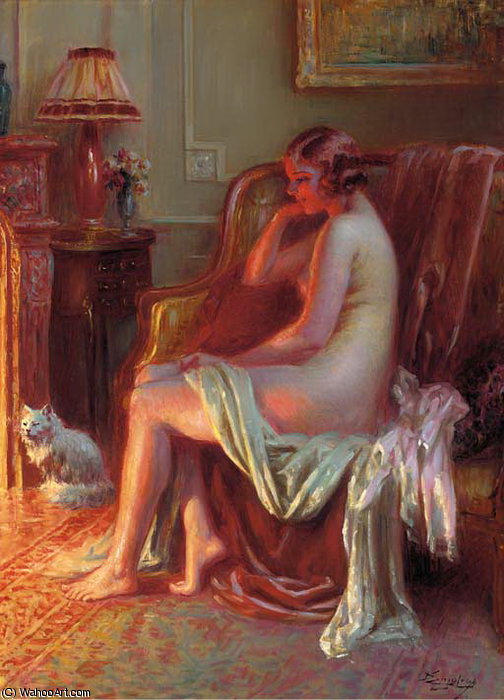 Nue Assise Pres De La Cheminee — Delphin Enjolras