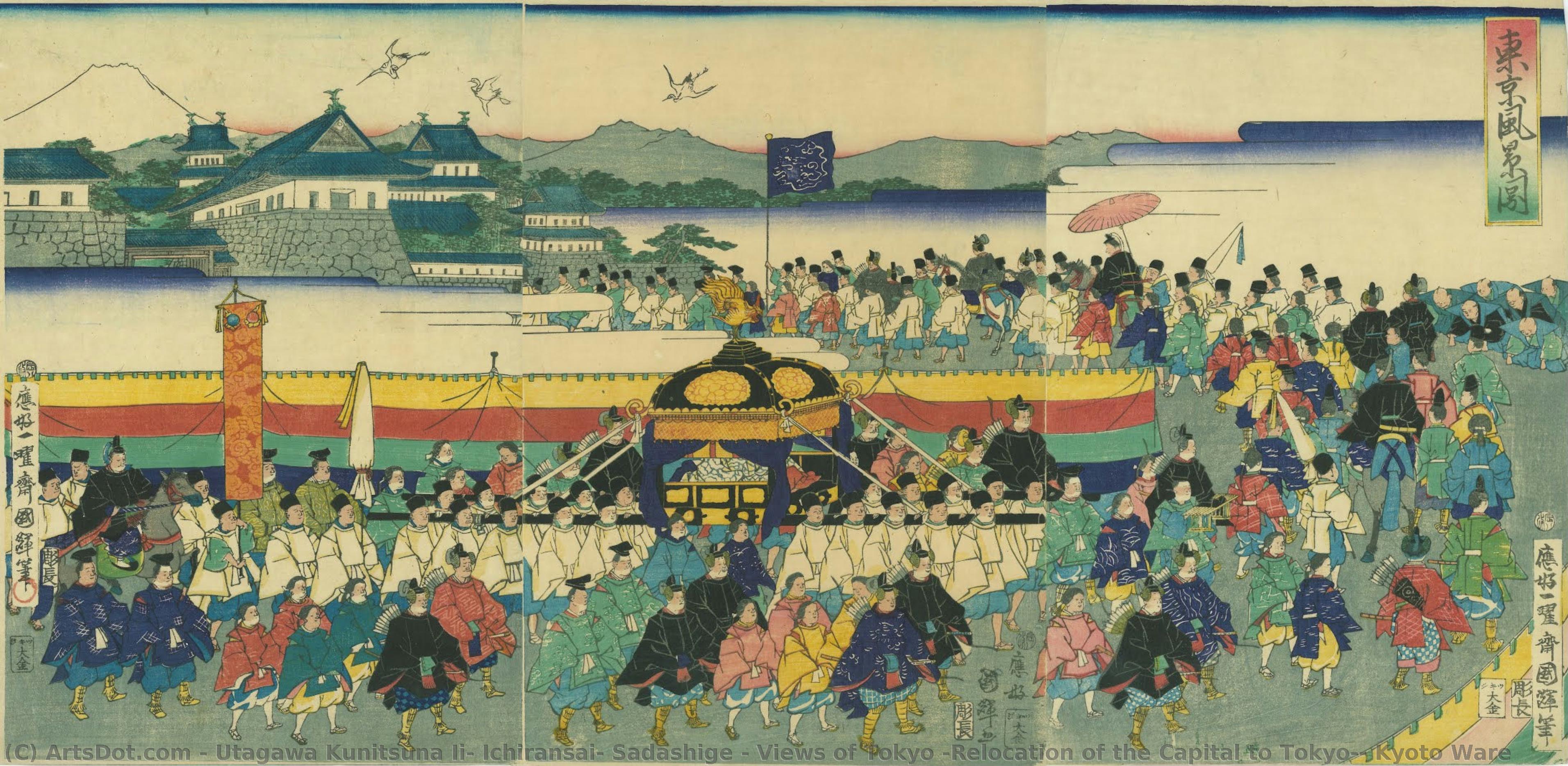 Views Of Tokyo (relocation Of The Capital To Tokyo), Kyoto Ware — Utagawa Kunitsuna Ii, Ichiransai, Sadashige