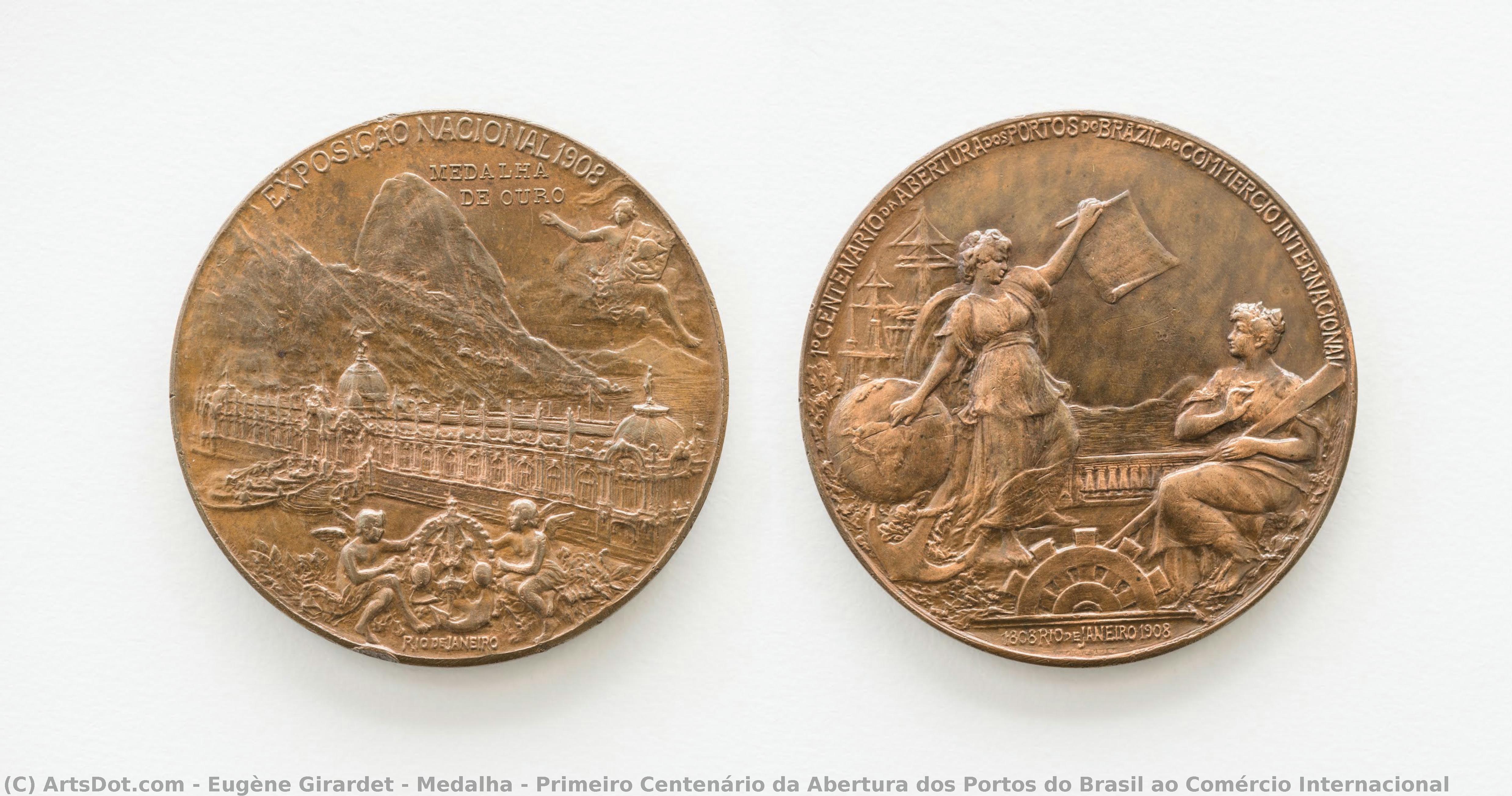 Medalha - Primeiro Centenário Da Abertura Dos Portos Do Brasil Ao Comércio Internacional — Eugène Girardet