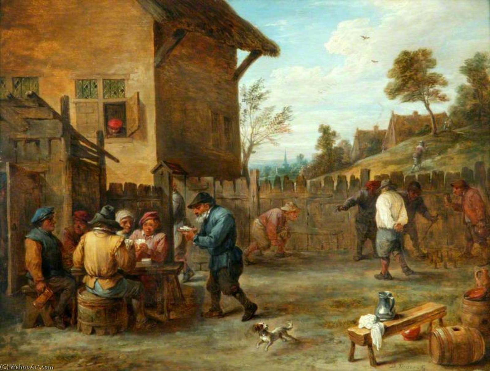 Peasants Playing Cards And Skittles In A Yard — David Teniers The Younger