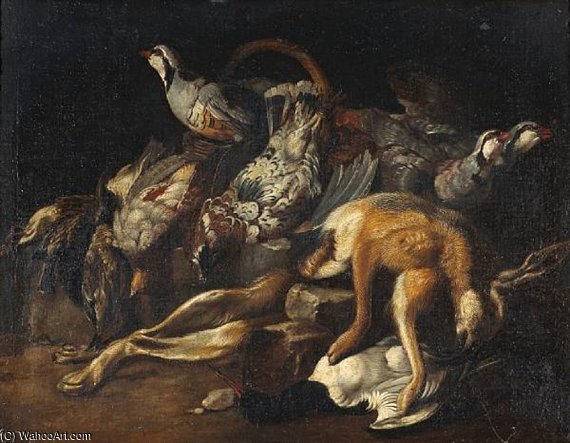 A Still Life With A Hare, Partridges And Other Birds — Jacob Van Der (giacomo Da Castello) Kerckhoven