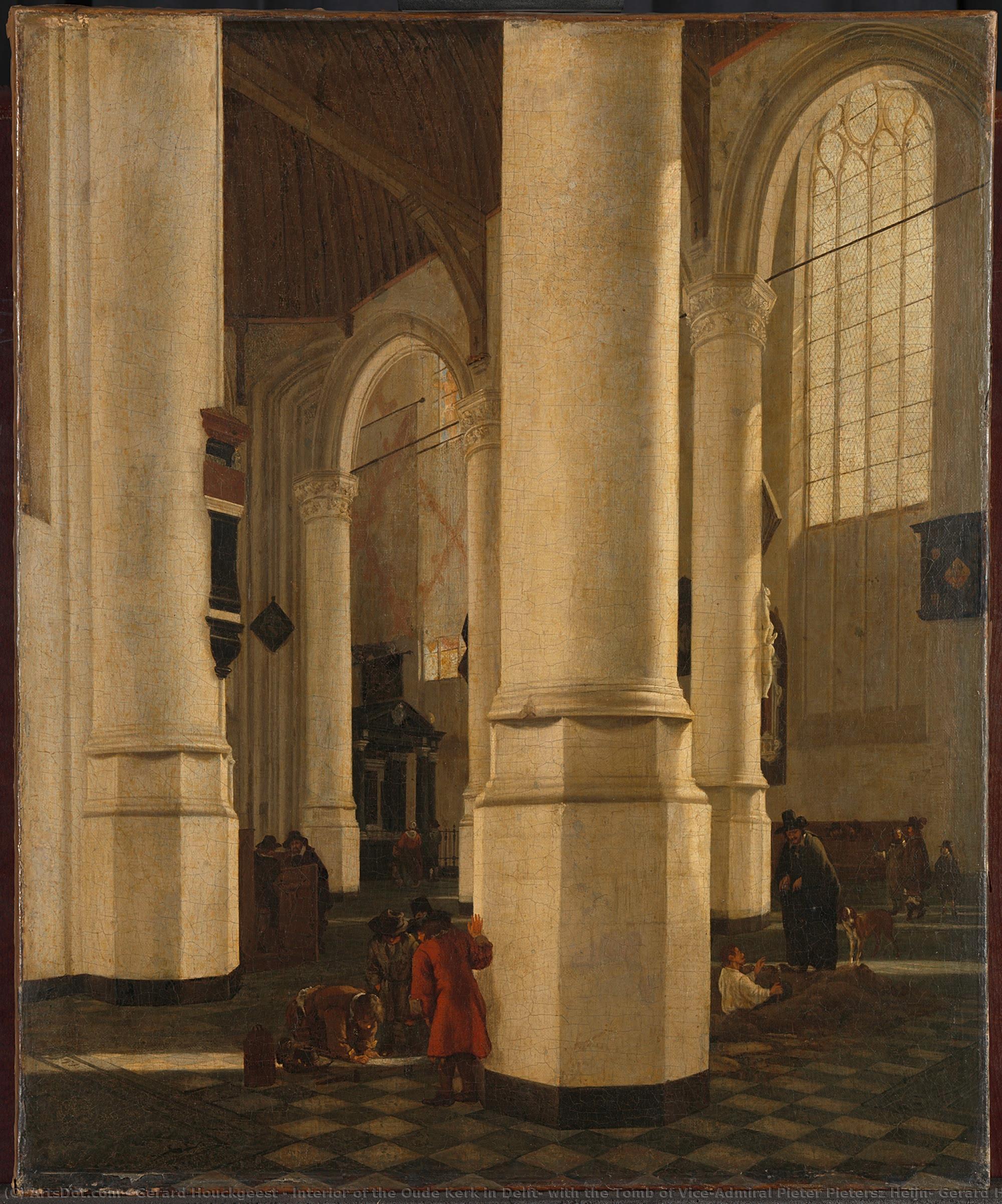 Interior Of The Oude Kerk In Delft, With The Tomb Of Vice-admiral Pieter Pietersz Heijn, Gerard Houckgeest (attributed To), C. 1650 — Gerard Houckgeest