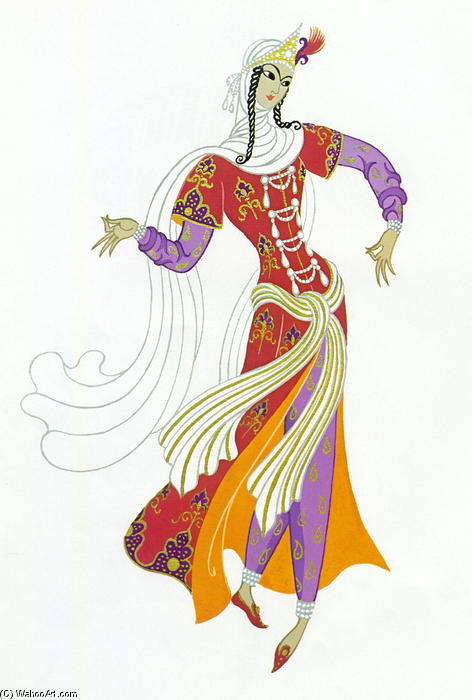 Lady In Waiting, Project For Sheherazade — Erté