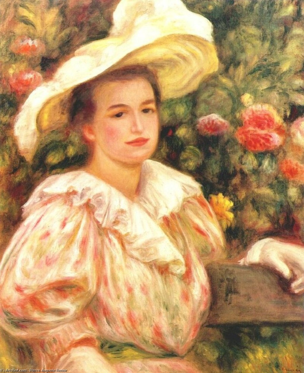 Lady With White Hat — Pierre-auguste Renoir