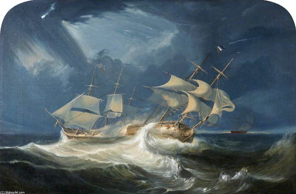 Hms 'indefatigable' Accompanied By Hm 'amazon' Attacking The French Ship 'les Droits Des Hommes' — William John Huggins