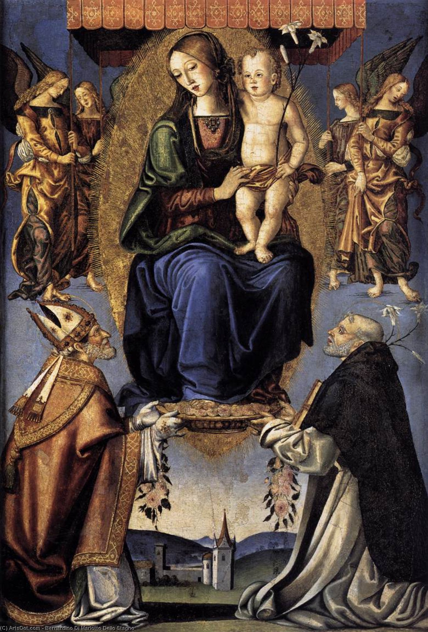 Madonna And Child With Sts Severino And Dominic — Bernardino Di Mariotto Dello Stagno