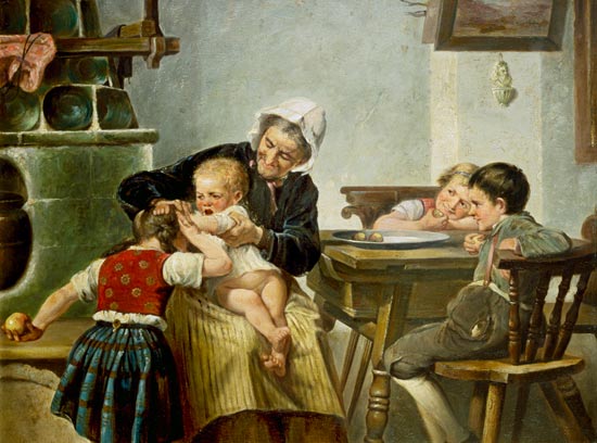 Grandmother With Playing Grandchildren — Hermann Armin Von Kern