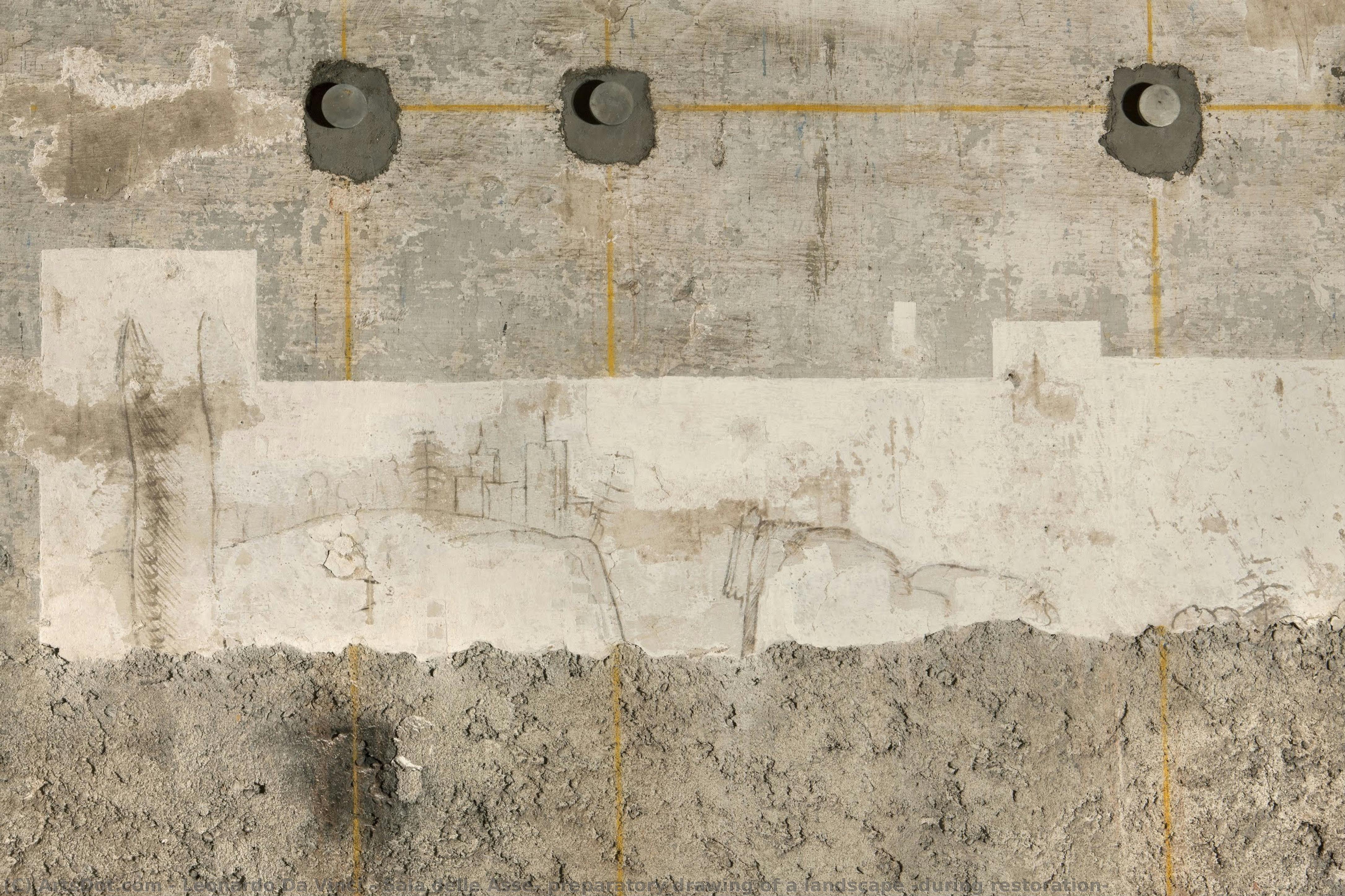 Sala Delle Asse, Preparatory Drawing Of A Landscape (during Restoration) — Leonardo Da Vinci
