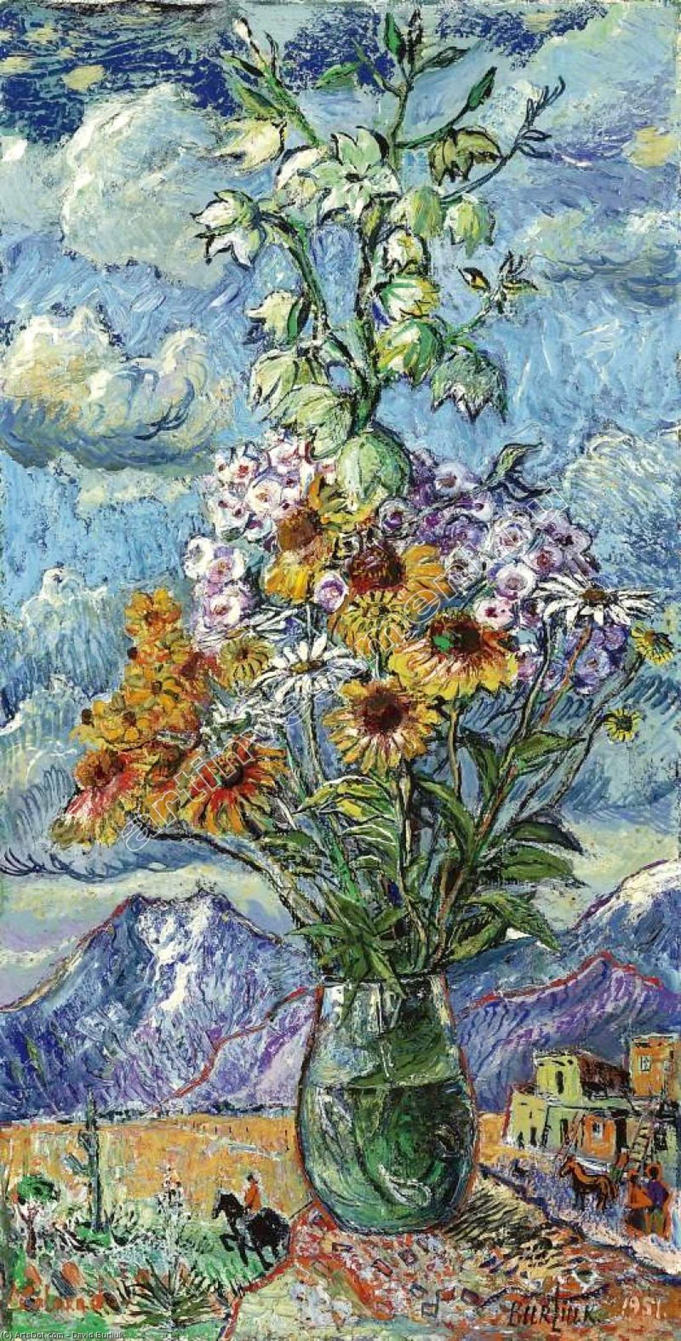 Bouquet And Mountains, Colorado — David Davidovich Burliuk