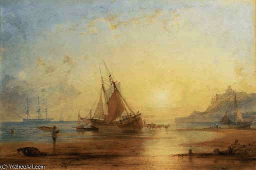 Unloading The Catch, Whitby — Anthony Vandyke Copley Fielding