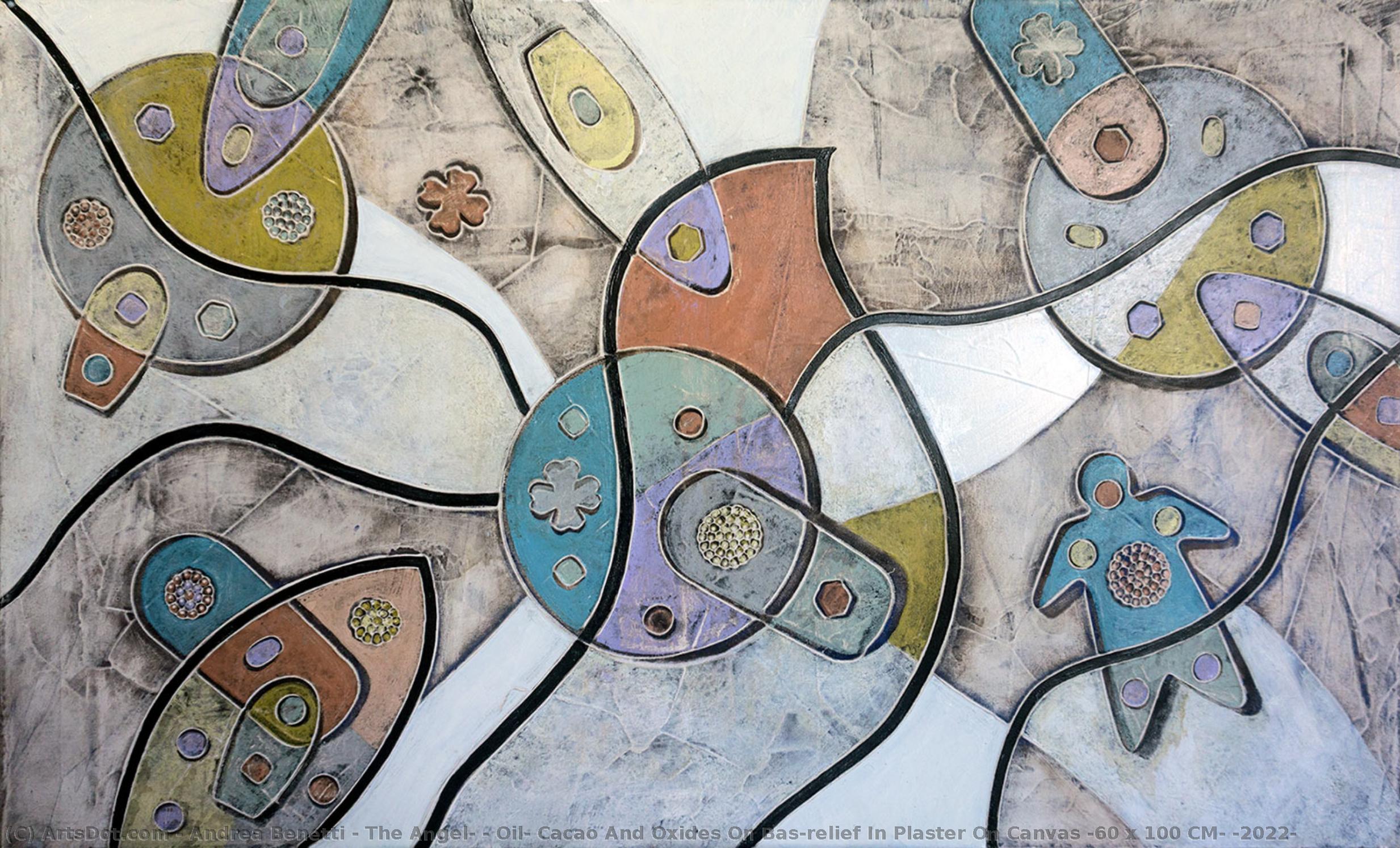 The Angel, , Oil, Cacao And Oxides On Bas-relief In Plaster On Canvas (60 X 100 Cm) (2022) — Andrea Benetti