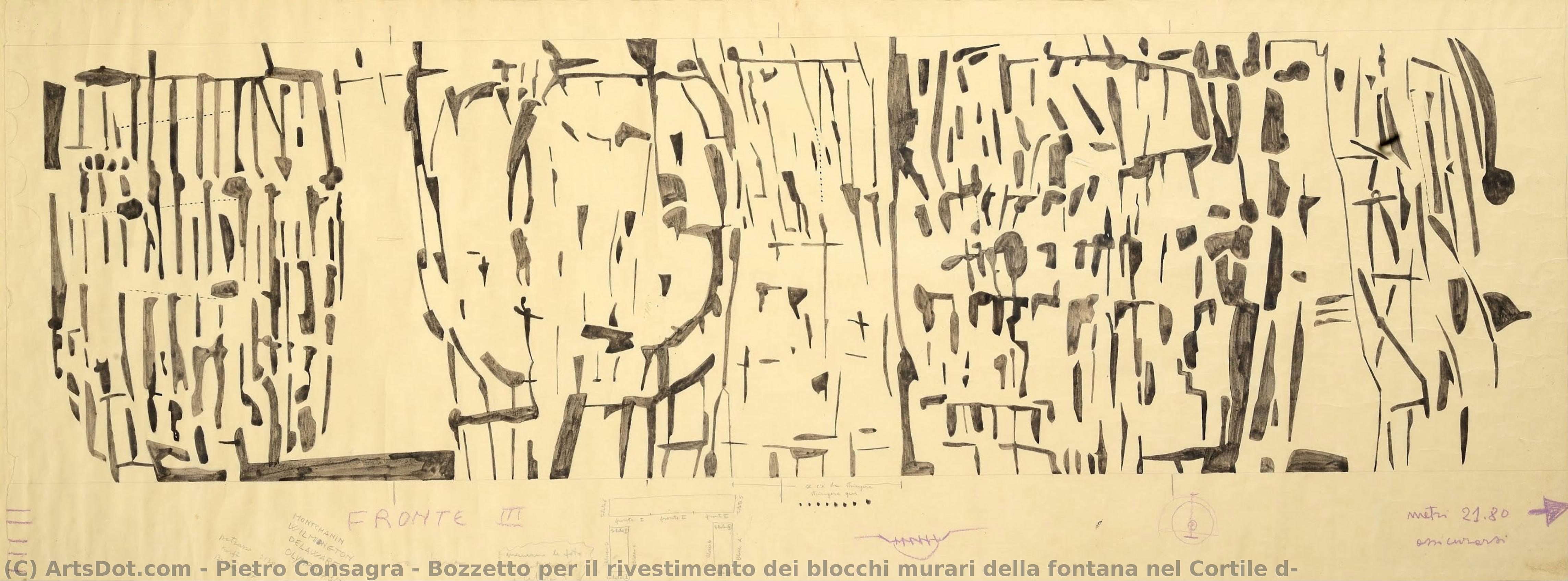 Bozzetto Per Il Rivestimento Dei Blocchi Murari Della Fontana Nel Cortile D — Pietro Consagra