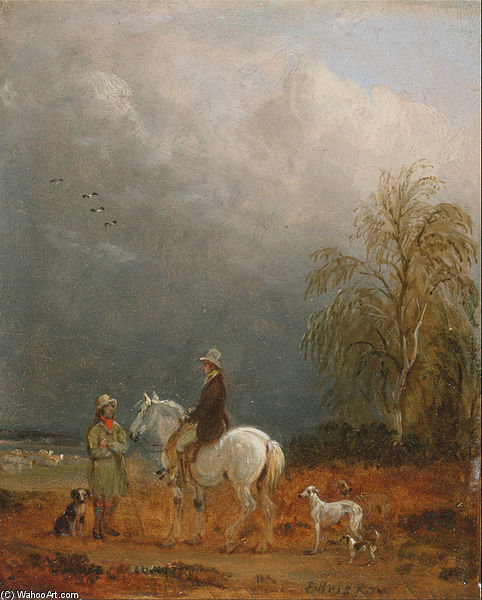 Traveller And A Shepherd In A Landscape — Edmund Bristow