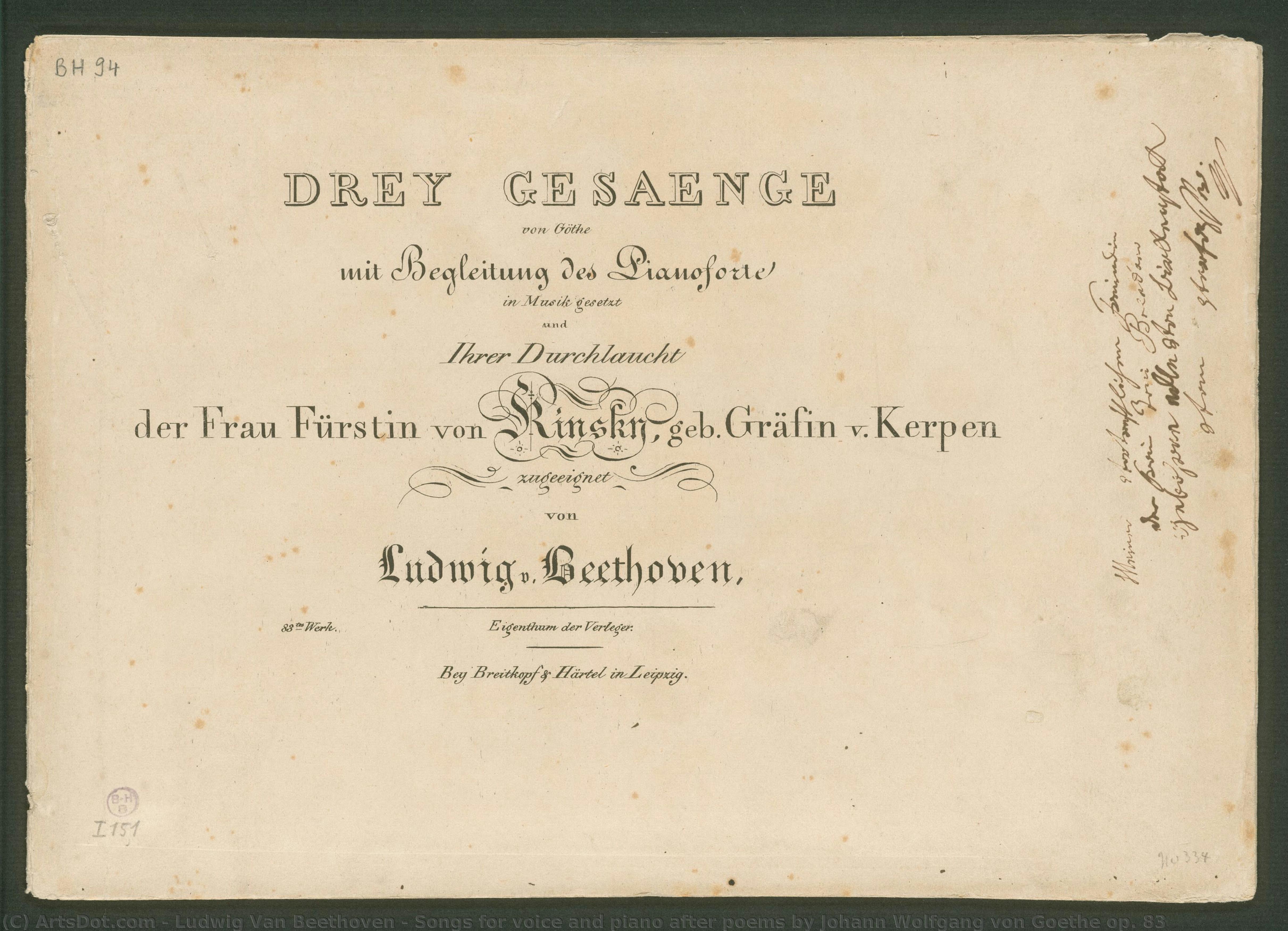 Canciones Para Voz Y Piano Basadas En Poemas De Johann Wolfgang Von Goethe Op. 83 — Ludwig Van Beethoven