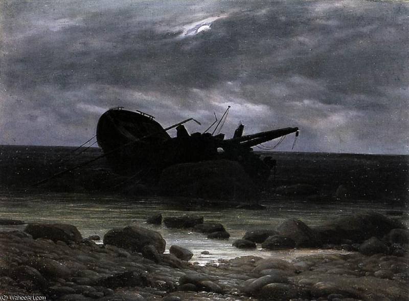 Wreck In The Moonlight — Caspar David Friedrich