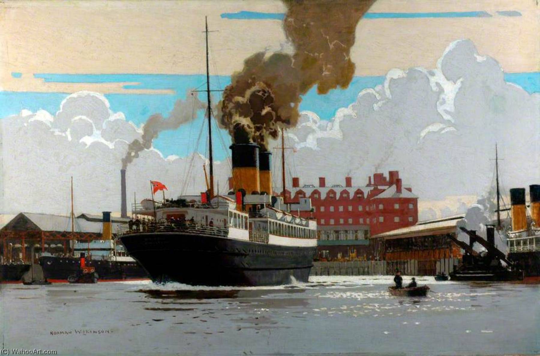 Ss 'hibernia' In Holyhead Harbour (london, Midland And Scottish Railway Poster Artwork) — Norman Wilkinson