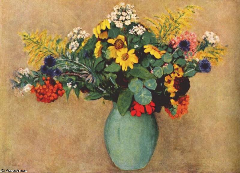 Flowers In A Green Vase — Odilon Redon