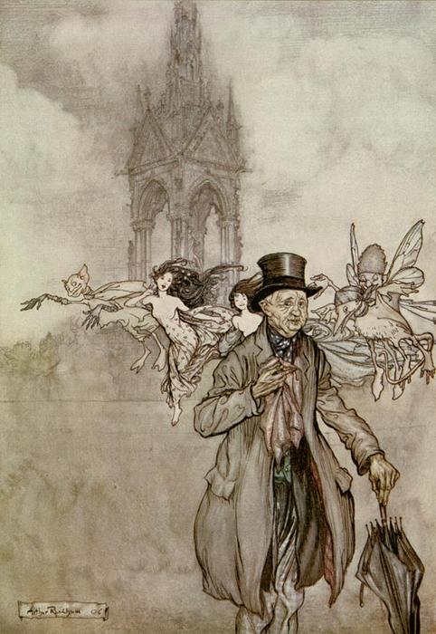 Mr. Salford And The Albert Memorial In Kensington Gardens — Arthur Rackham