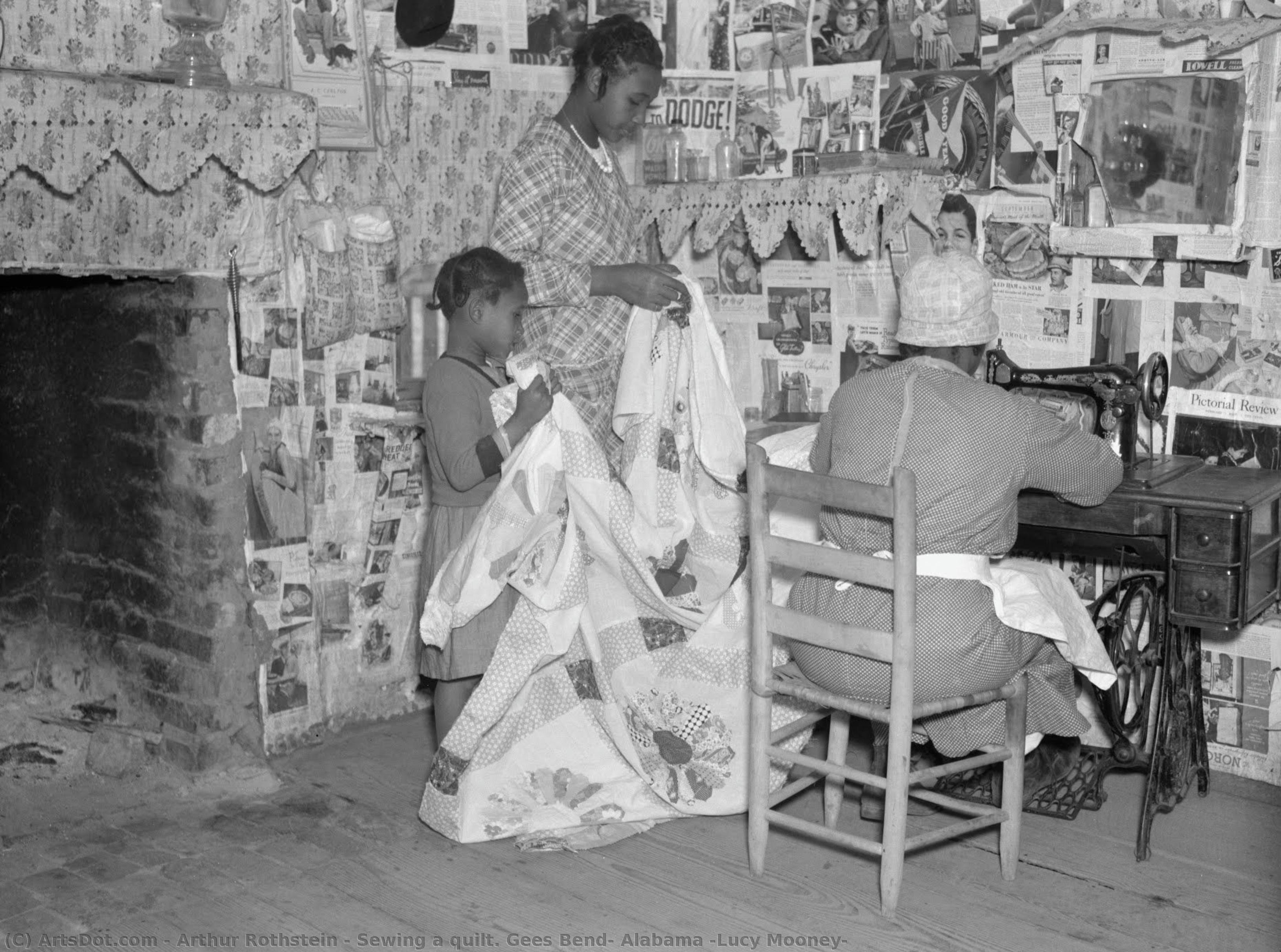Sewing A Quilt. Gees Bend, Alabama [lucy Mooney] — Arthur Rothstein