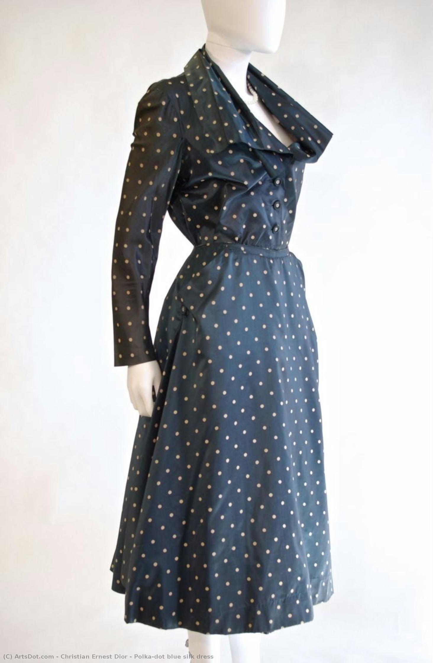 Polka-dot Blue Silk Dress — Christian Ernest Dior