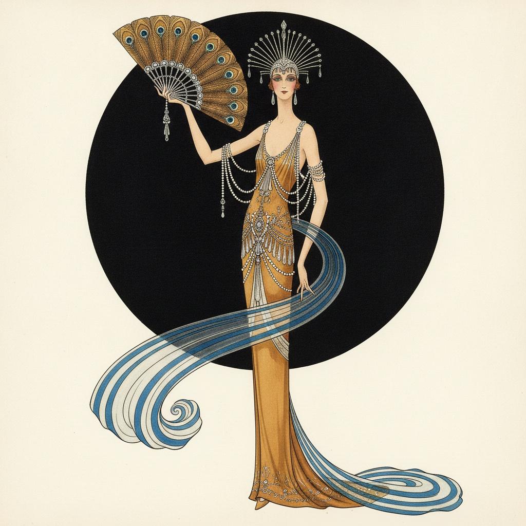 Drapeado Cerúleo Y El Abanico De Pavo Real Dorado — Valentin Laurent De Courcey