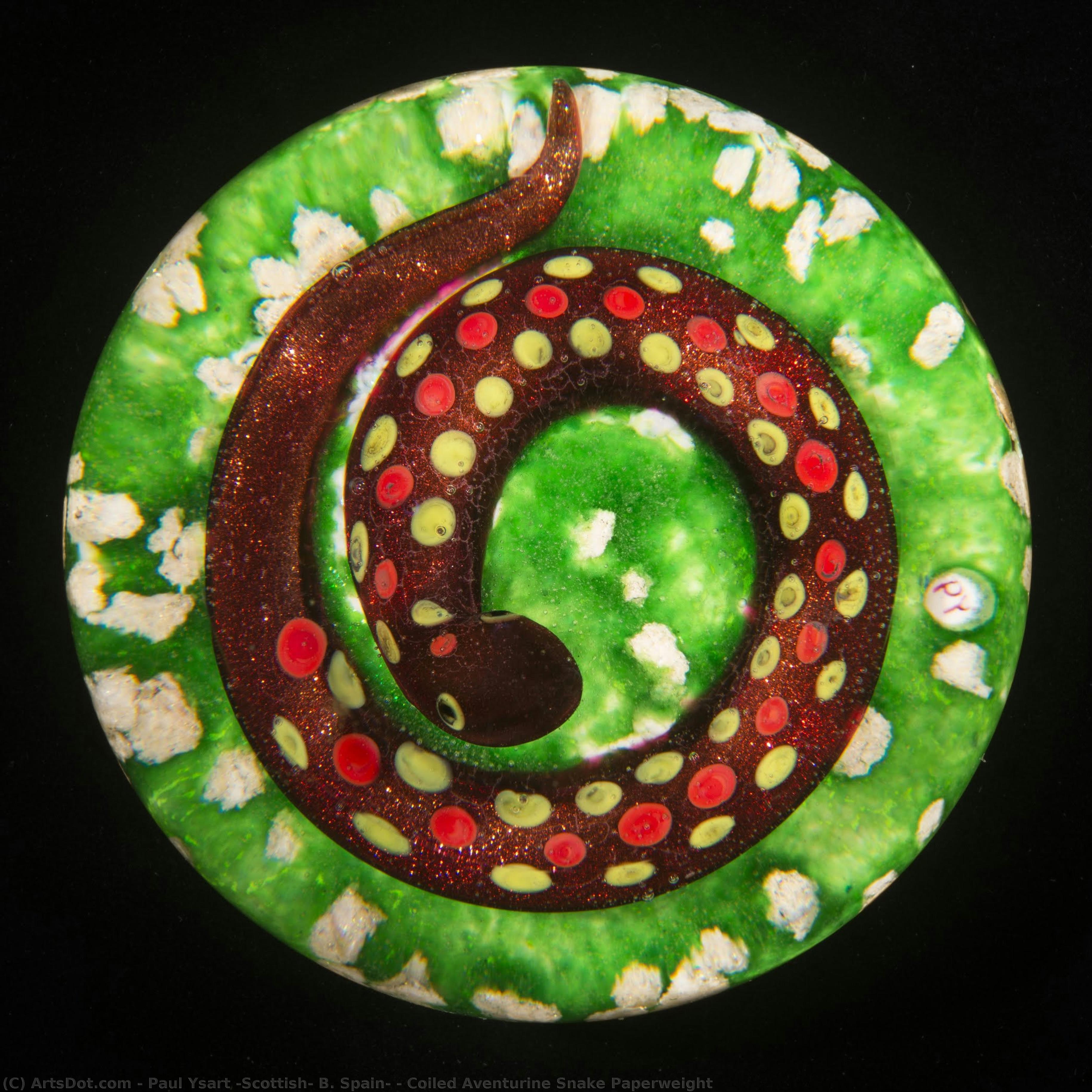 Coiled Aventurine Snake Paperweight — Paul Ysart (scottish, B. Spain)