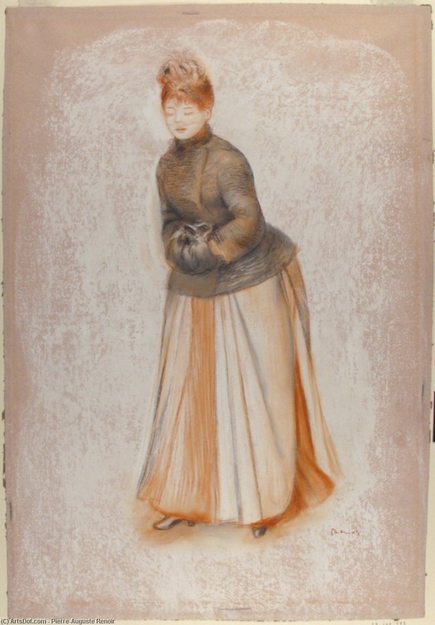 Young Woman With A Muff — Pierre-auguste Renoir