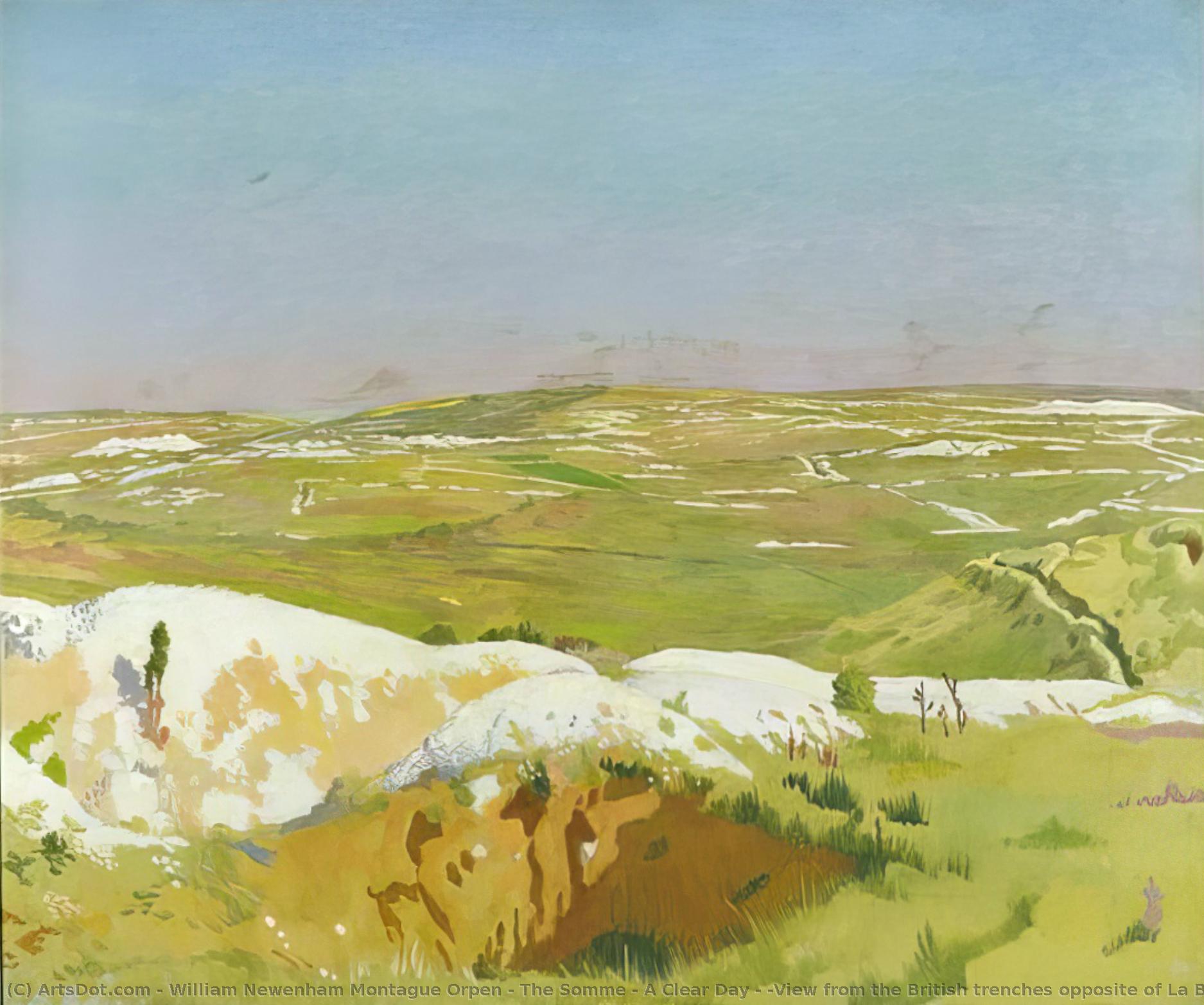 The Somme - A Clear Day : (view From The British Trenches Opposite Of La Boisselle , Showing German Front Line And Mine Craters — Sir William Newenham Montague Orpen