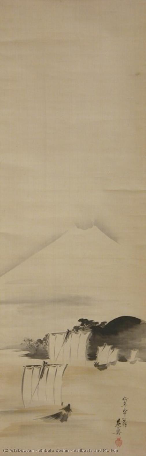 Sailboats And Mt. Fuji — Shibata Zeshin
