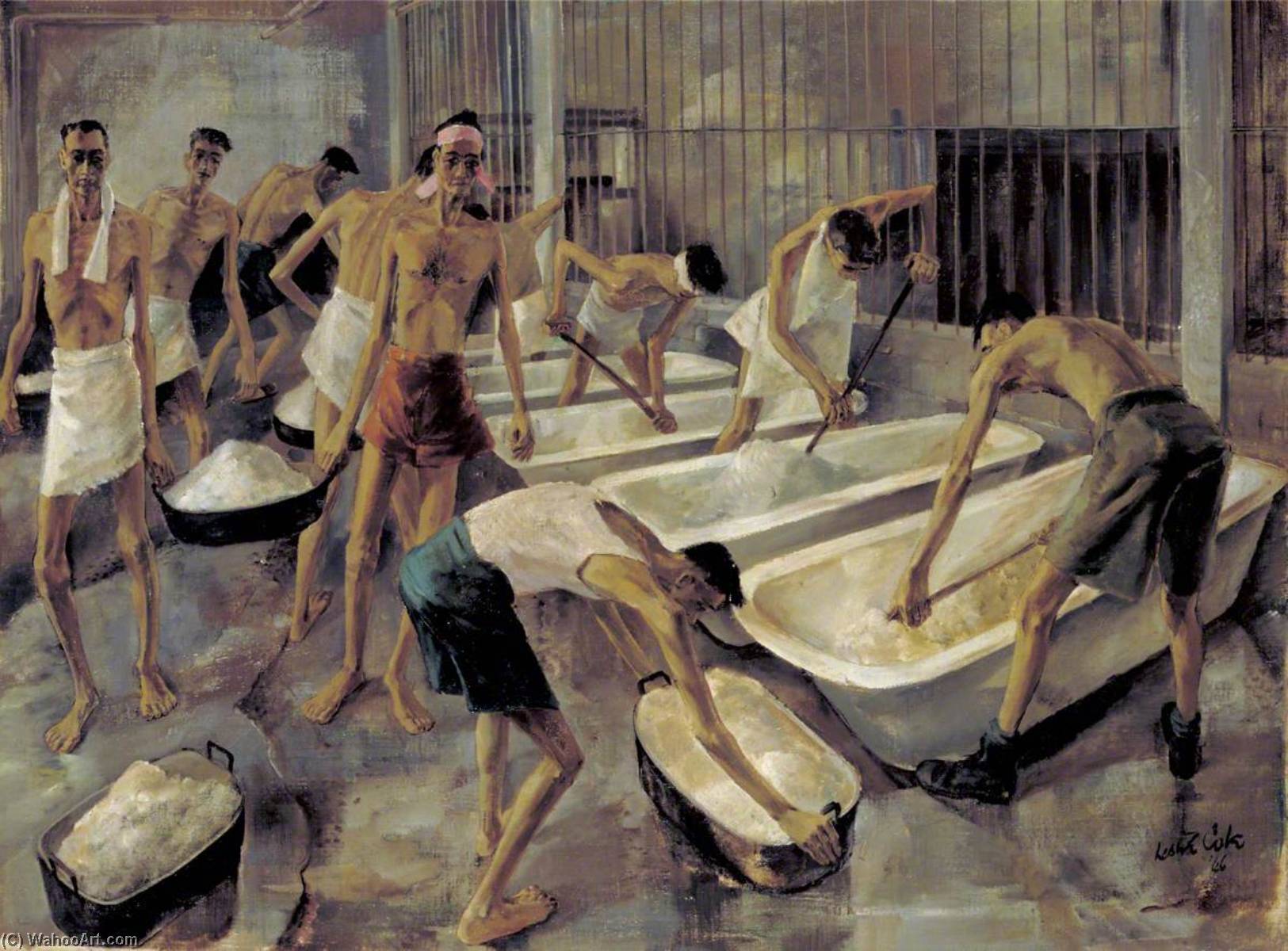 Singapore The Cookhouse, Changi Gaol, British Prisoners Of War Prepare Their Main Meal Of Rice — Leslie Cole