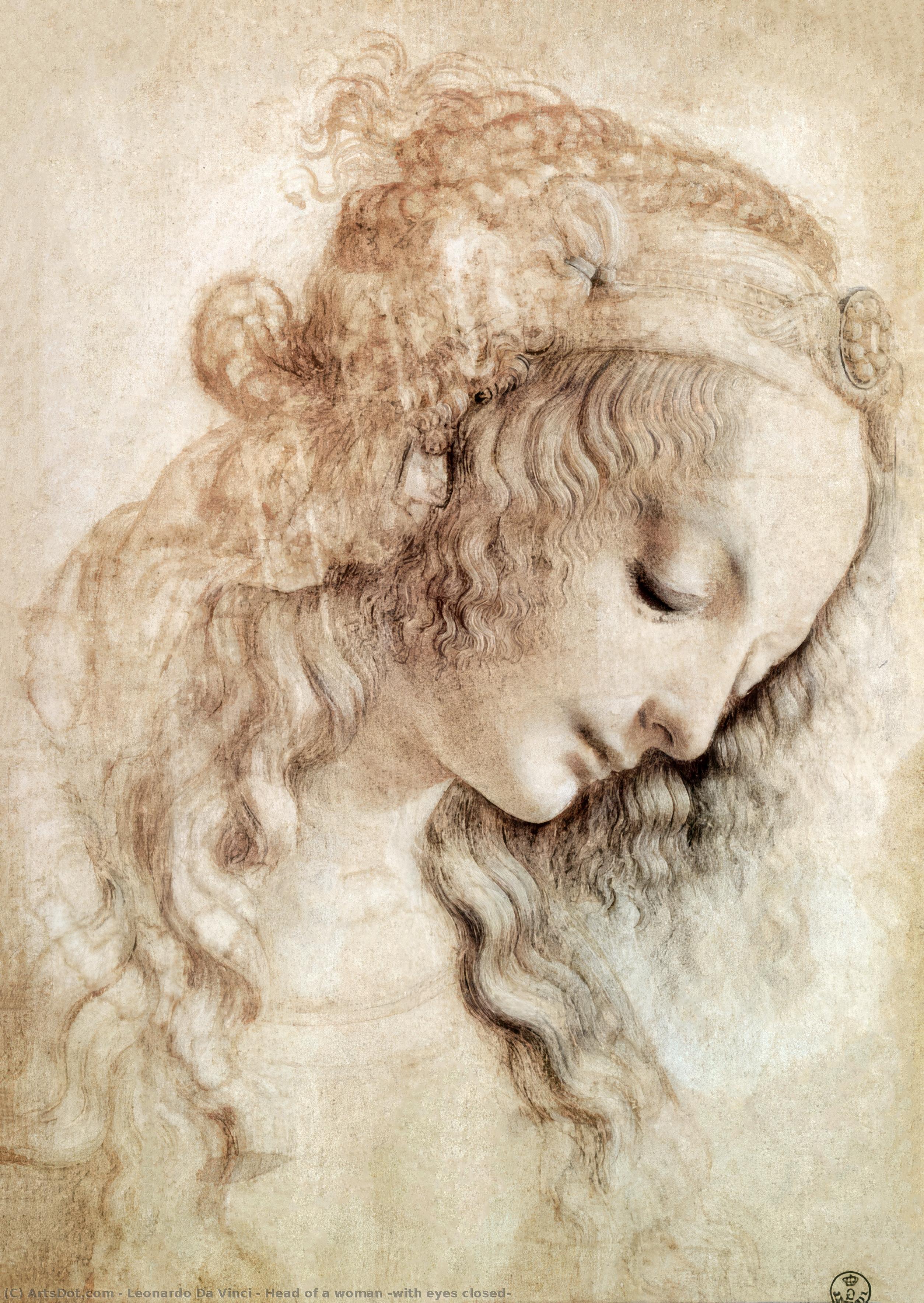 Kopf Einer Frau (mit Geschlossenen Augen) — Leonardo Da Vinci