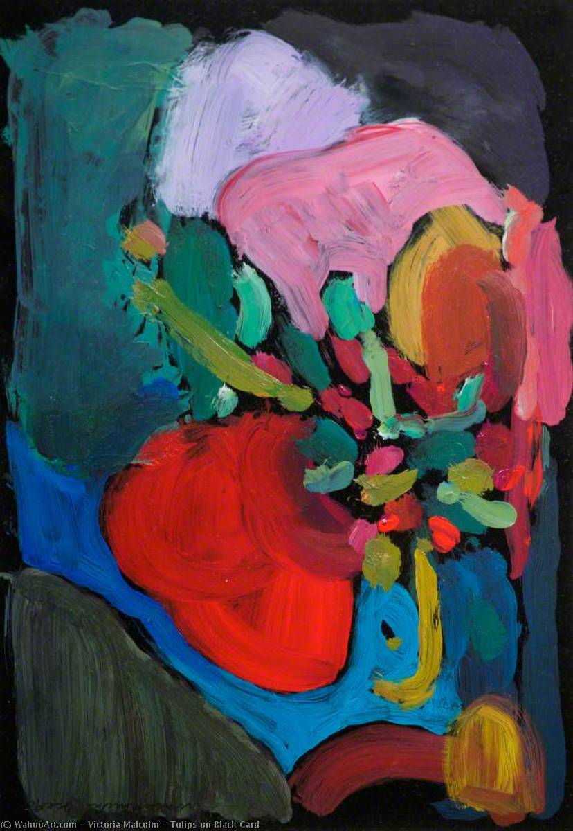 Tulips On Black Card — Victoria Malcolm