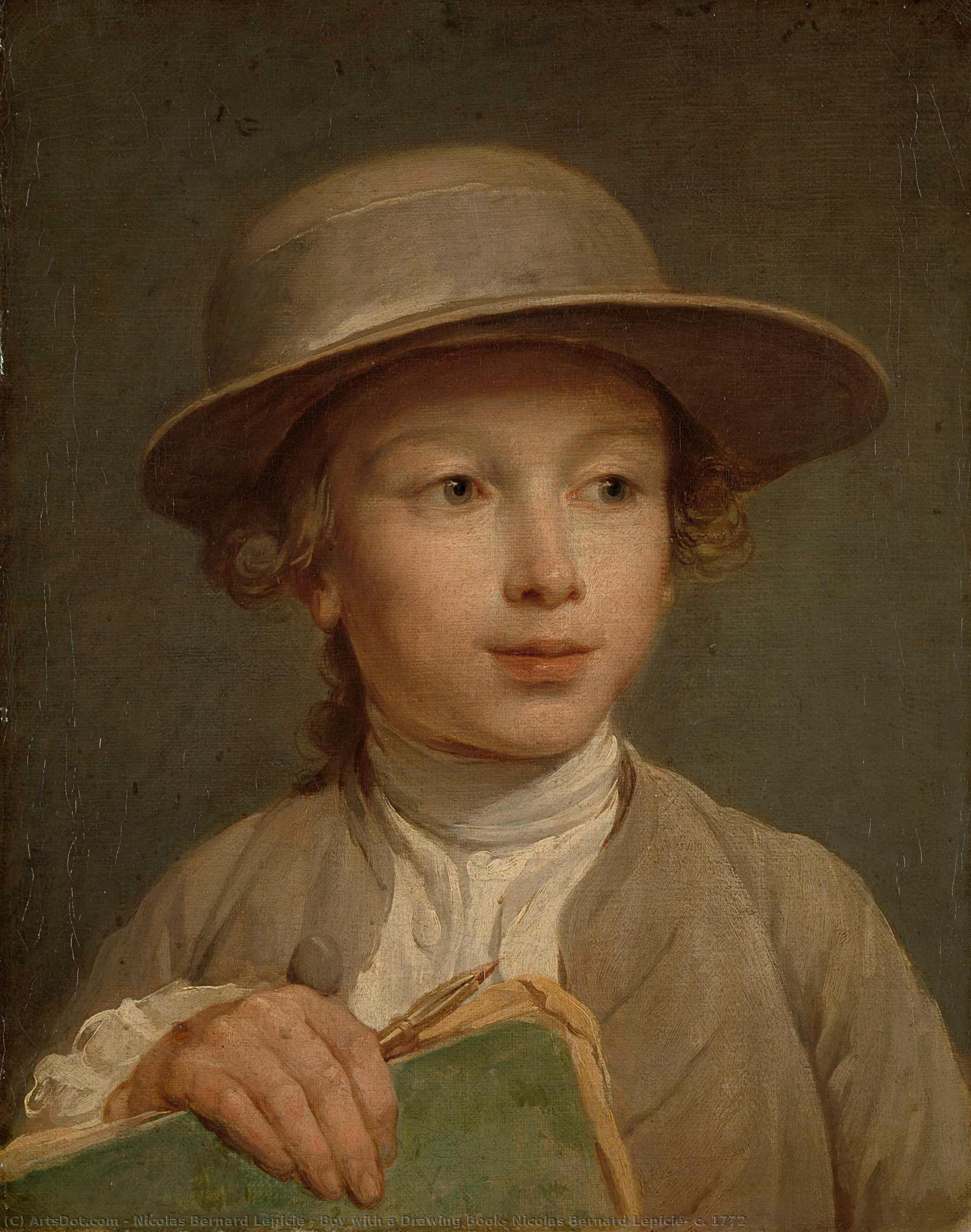 Boy With A Drawing Book, Nicolas Bernard Lépicié, C. 1772 — Nicolas Bernard Lépicié