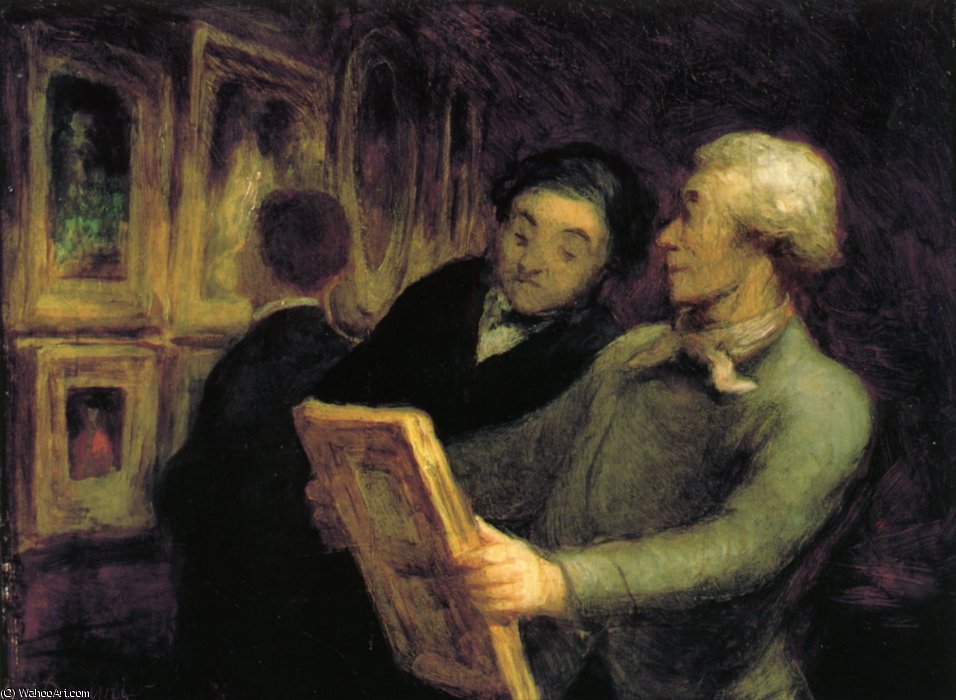 Amateurs Dans Une Exposition, Huile Sur Toile Amateurs In An Exposure, Oils On Fabric — Honoré Daumier