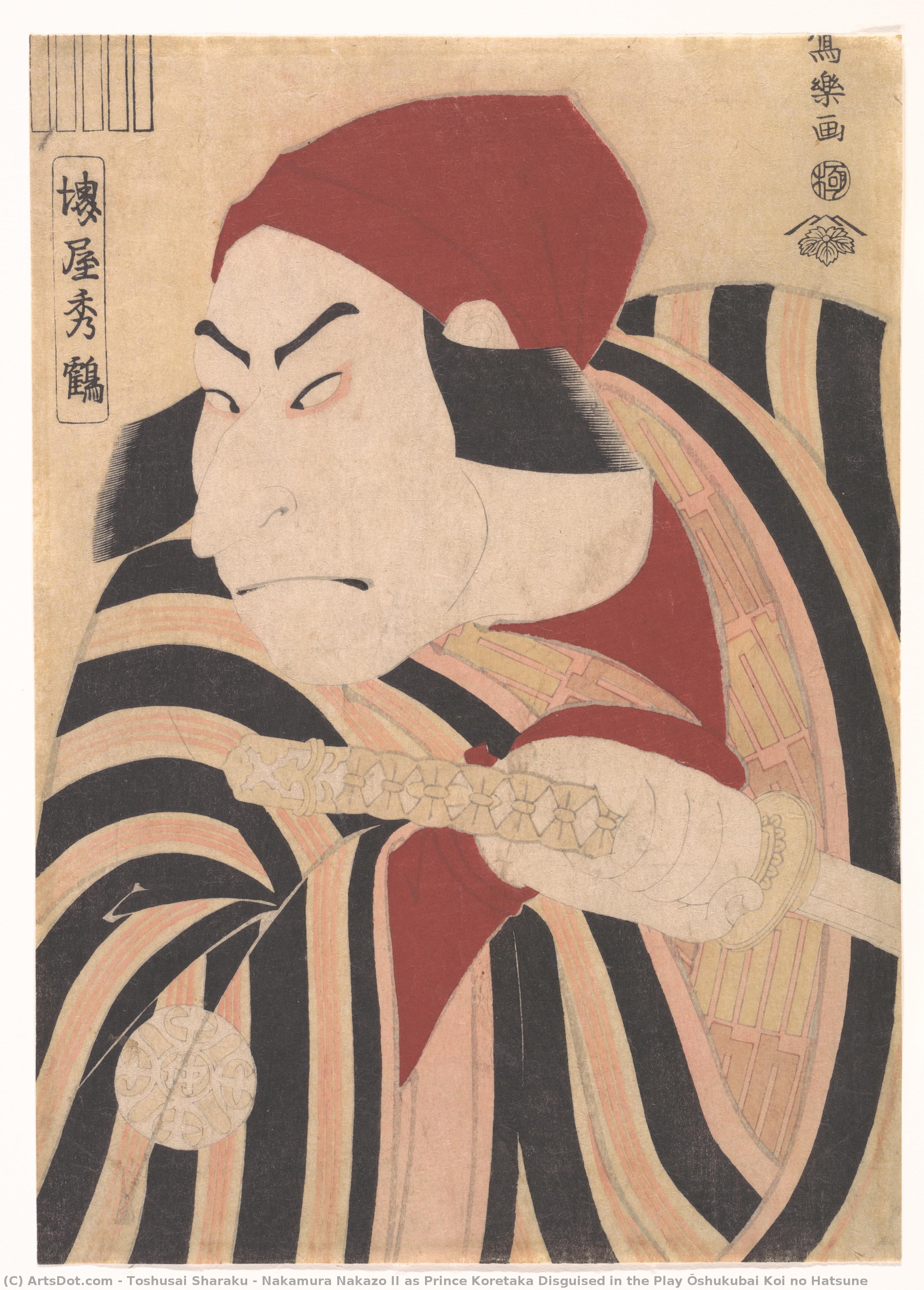 Nakamura Nakazo Ii As Prince Koretaka Disguised In The Play Ōshukubai Koi No Hatsune — Tošusai Šaraku