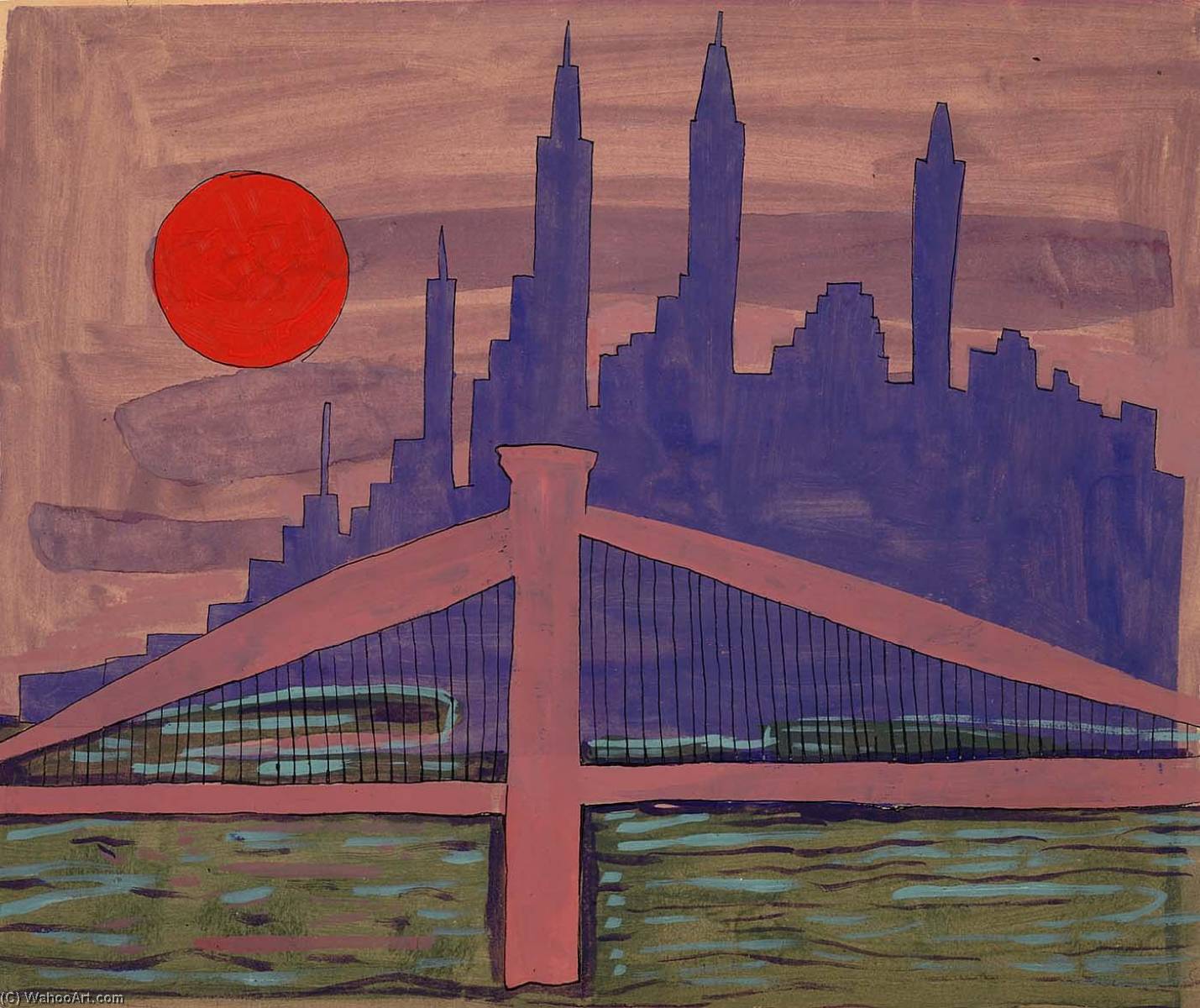 New York Skyline At Night — William H. Johnson