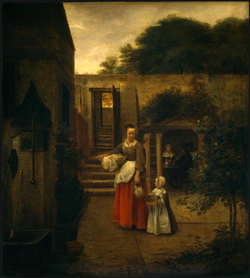 Woman And Child In A Courtyard — Pieter De Hooch