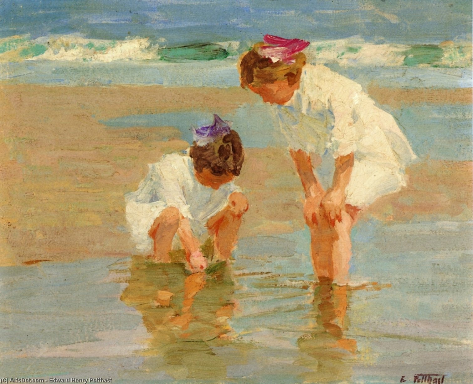 Girls Playing In Surf — Edward Henry Potthast