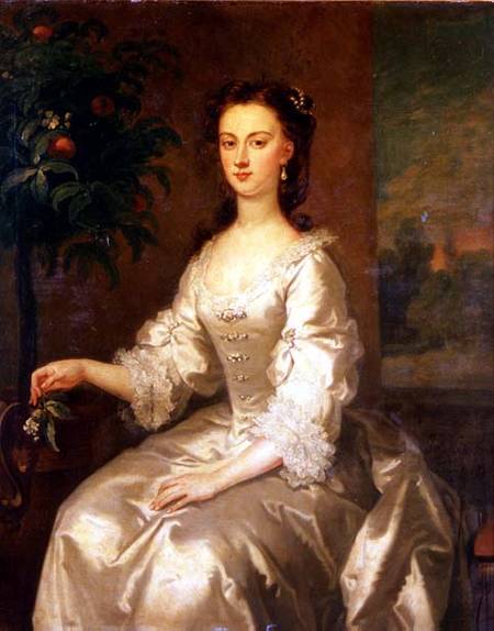 Portrait Of Mary, Countess Of Delorain By An Orange Tree — John Vanderbank