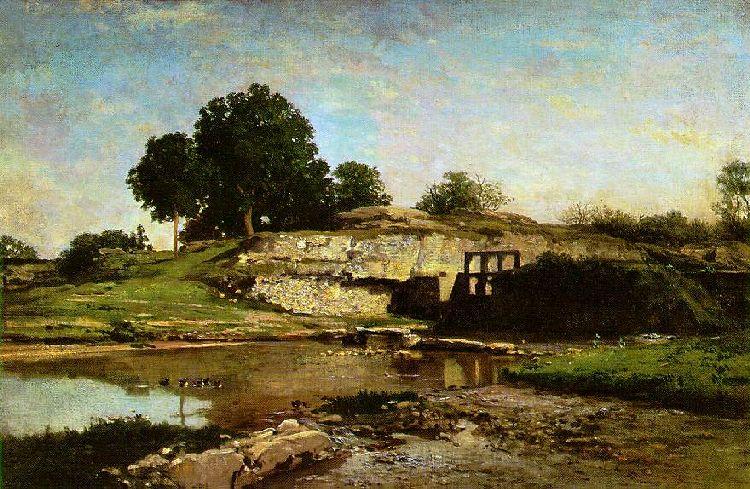 The Flood-gate At Optevoz — Charles-françois Daubigny