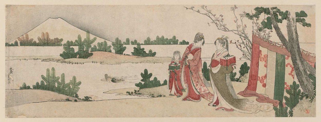Preparing For A Picnic In Early Spring — Katsushika Hokusai