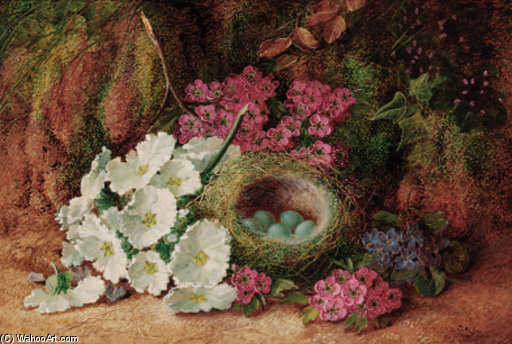 Blossom And A Bird's Nest With Eggs, On A Mossy Bank — Vincent Clare