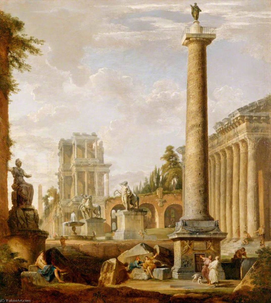 Roman Landscape With The Column Of Trajan — Giovanni Paolo Panini