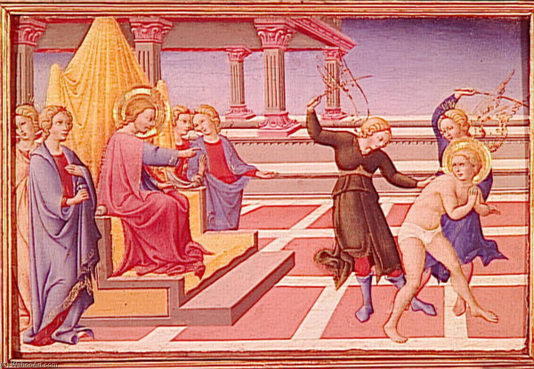 Saint Jerome Reve Qu'il Est Flagelle Par Deux Anges Sur L'ordre Du Christ — Ansano Di Pietro Di Mencio