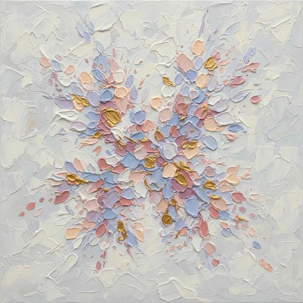 Strahlende Blüte In Gold Und Pastell: Ein Einzigartiges Meditatives Impasto-meisterwerk — Christian Noiret