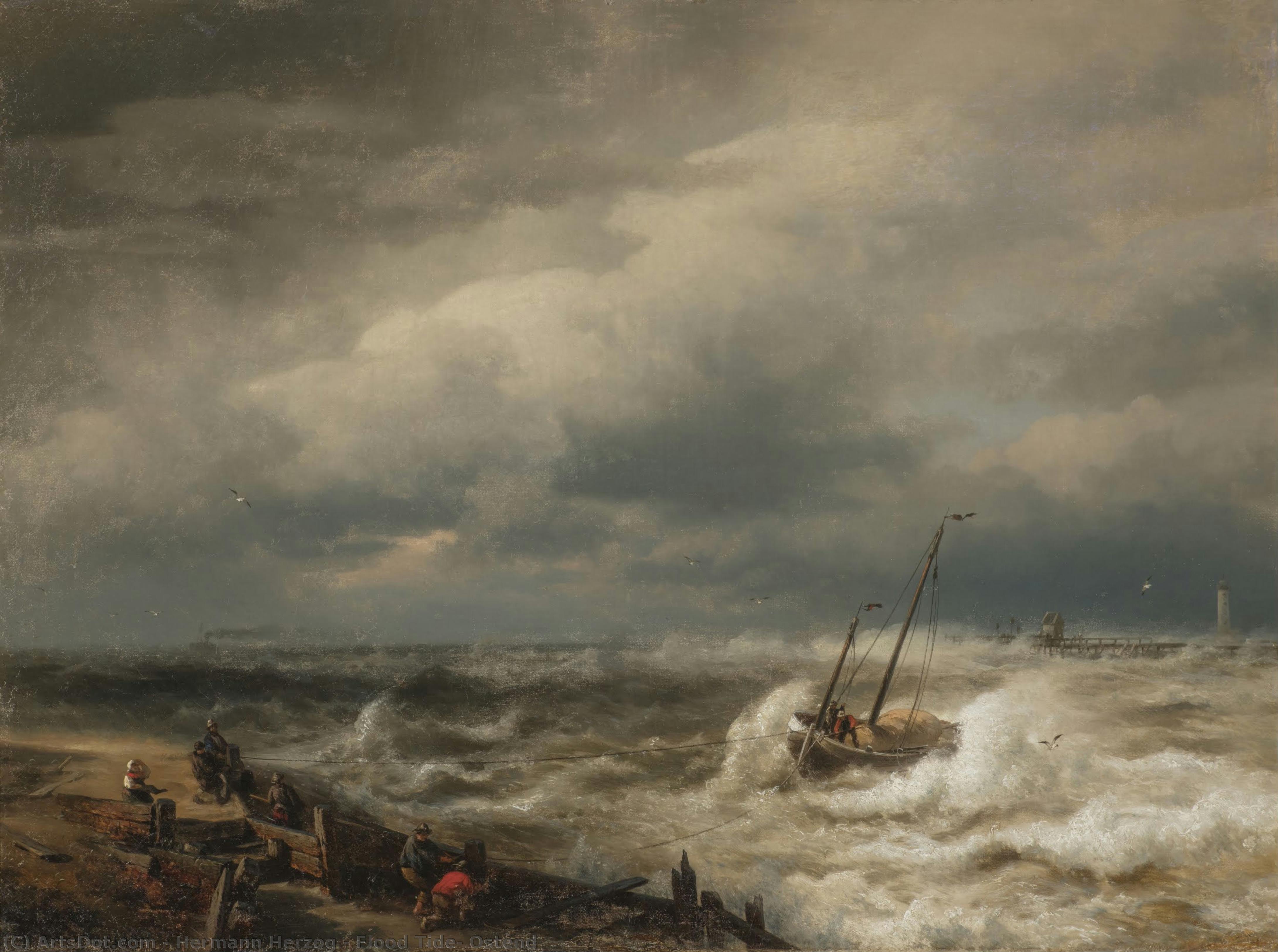 Flood Tide, Ostend — Hermann Herzog