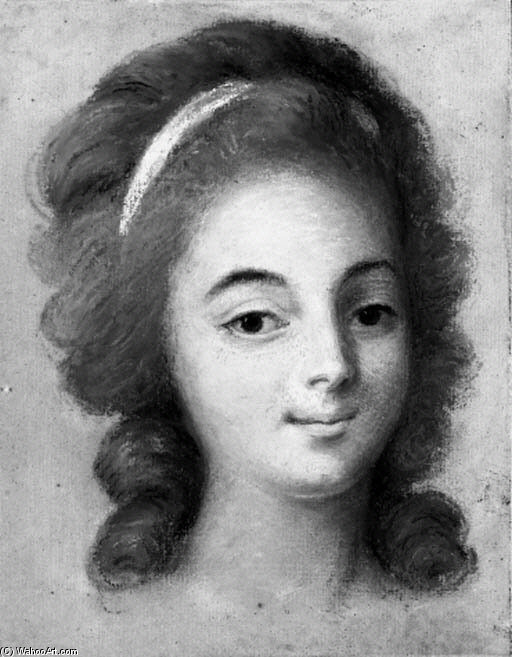 Head Of A Young Girl Wearing A Pink Ribbon — Antoine Vestier Avallon Paris