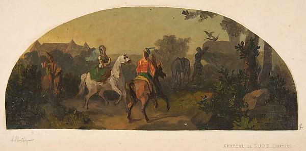 Mural Design Picturing Riders In A Landscape For A Lunette In The Library Of The Chateau De Lude (sarthe) — Eugène Pierre Gourdet