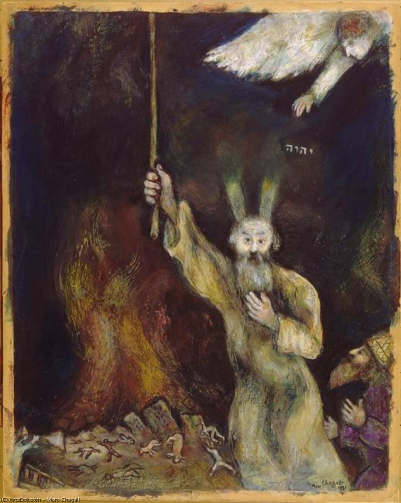Moses Spreads The Darkness Over Egypt — Marc Chagall
