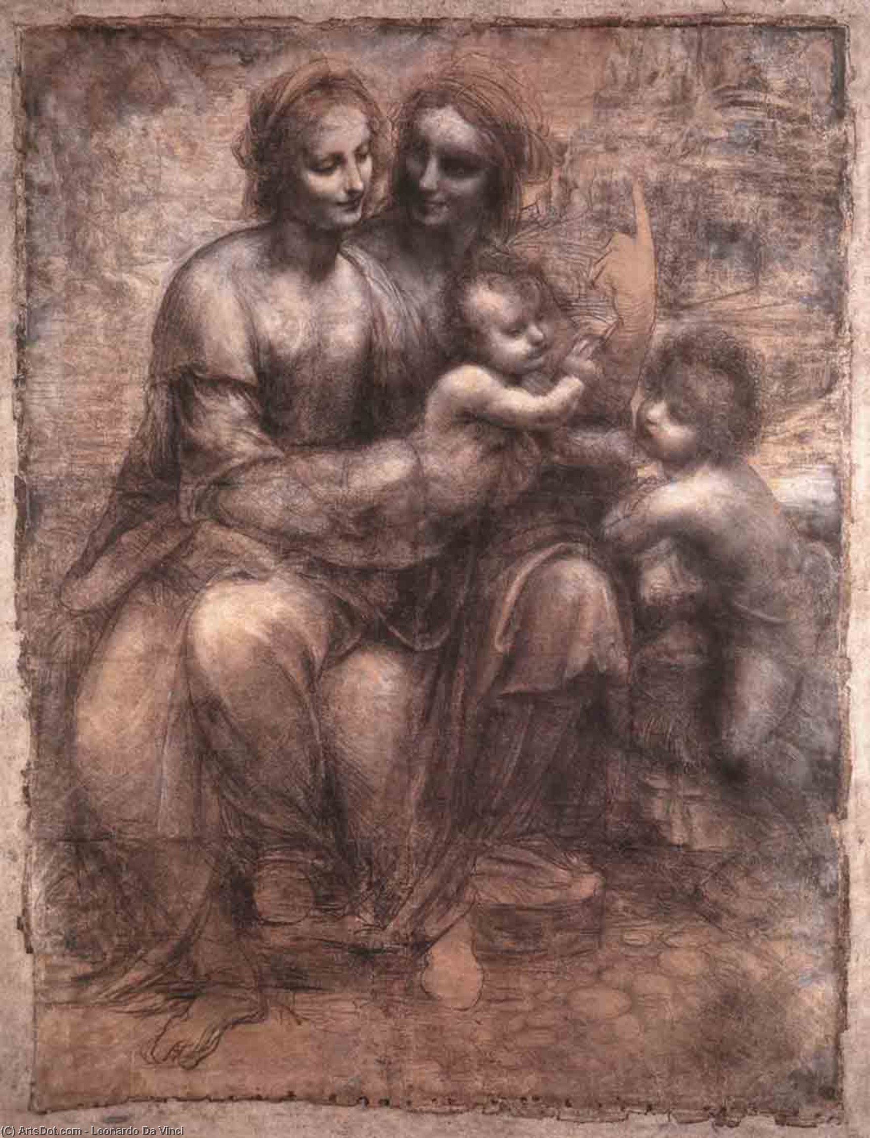 Madonna Und Kind Mit Heiliger Anna Und Dem Jungen Johannes Dem Täufer — Leonardo Da Vinci